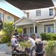 A film crew shoots outside a house in Angelino Heights.